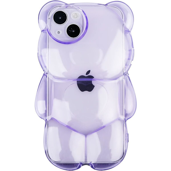 Bjørnetelefoncover kompatibel med iPhone 14 Pro Max Cover, sød 3D klar gul bjørnecover, stødsikker Kpop tegneserie bjørnetelefoncover til kvinder piger