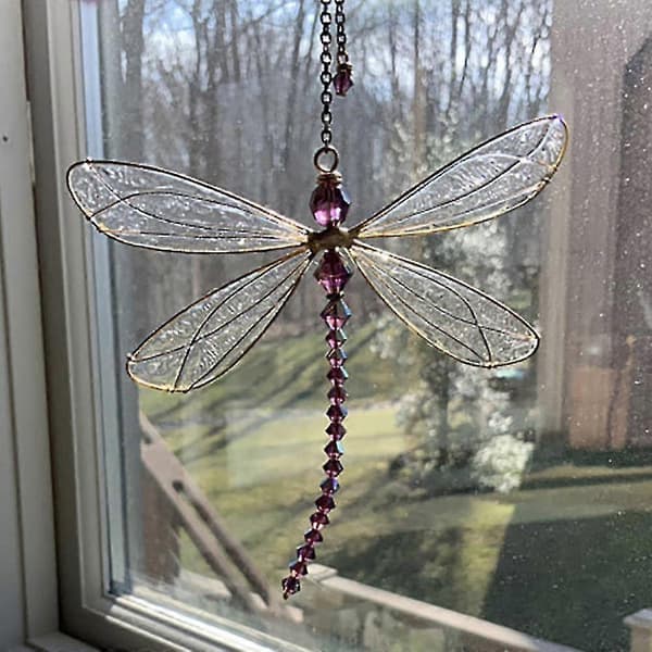 Vindusglass Hengende Libelle Anheng Solfanger Regnbuemaker Dekor Ornament