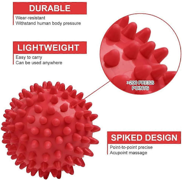 Spikig Massageboll Set, 2-pack Kropp och Fotmassagevals, Hård Jordnötsmassageboll för Plantar Fasciit, Triggerpunktsbehandling, Djupvävnad, Myo Upgrade 2 Pcs  Red 2pcs - Purple