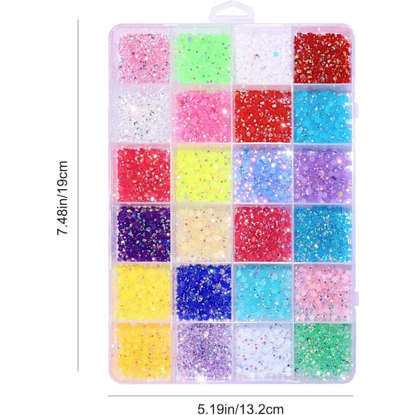 Litet Kristall Strass Kit | 3500 Delar Glitter Resin Strass Kit, Flatback AB Klara Juveler Diamanter Nageldekorationer för Niktule B