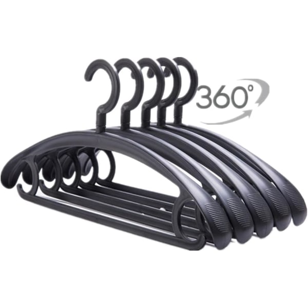 10 Pack Heavy Duty Plastic Hangers 25lb Capacity Swivel Hook Clothes Hanger Wide Shoulder Non Slip Thick Coat Hanger Black