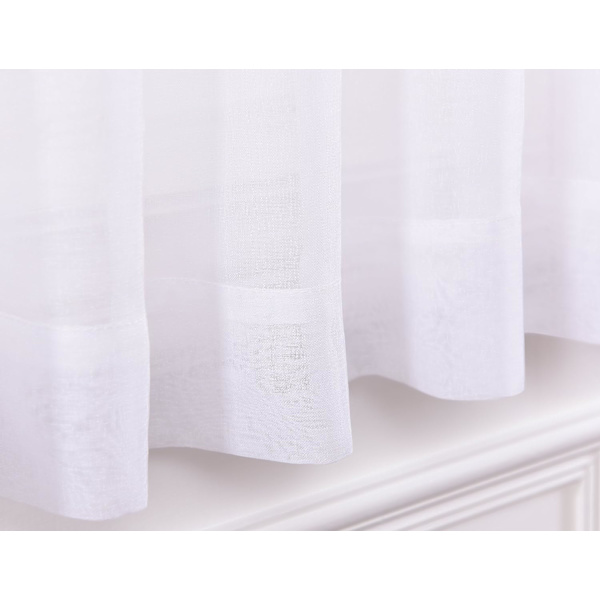Genomskinliga gardiner vita 【B137*L213cm】, 137 cm * 213 cm, stånghylsgardiner av gasväv för vardagsrum, sovrum, fönsterbehandlingar, 2-pack