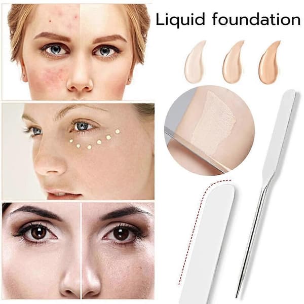 Makeup-spatel i rustfrit stål til præcis blanding af foundation og concealer, dobbeltendet design