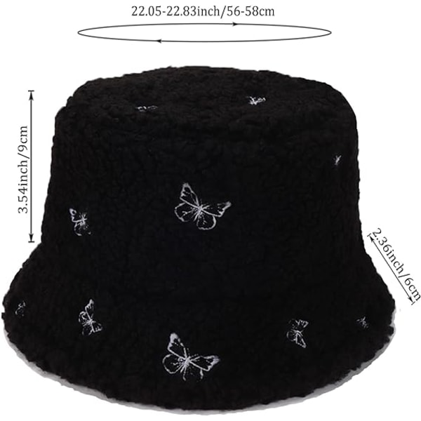 Vinter Plys Fuzzy Bucket Hat Kunstig Pels Shearling Fiskerhatte til Kvinder
