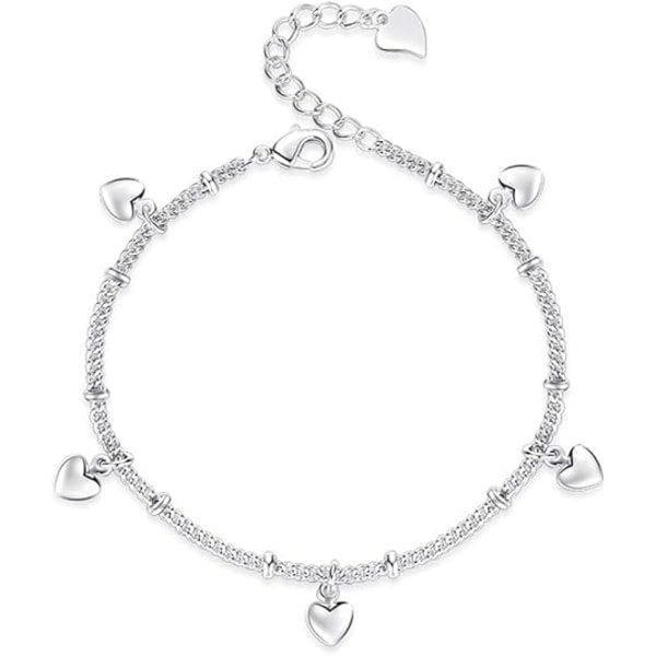 925 Sterling Silver Bracelets for Women Teen Girls, Love Heart Charm Chain Bracelet Bangle Fashion Jewelry Gifts