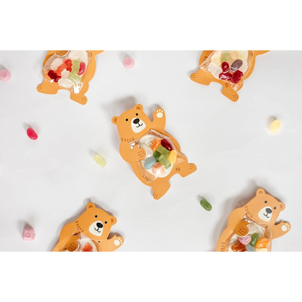 20 stk. Teddy Bear gaveposer til børnefødselsdage 8 cm x 12 cm slikposer julegave