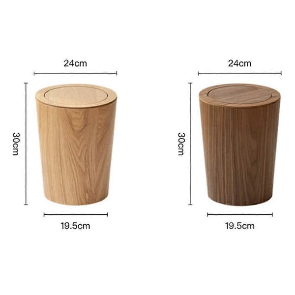 10L Solid Wood Trash Can with Swing Lid - Eco-Friendly Round Waste Bin for Office and Home B