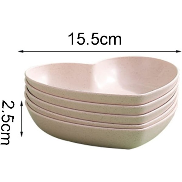 10 stk. Hjerteformede middagstallerkener, middagsstel, tallerkener, 6 tommer madtallerken, underkopper, bakke, frugt, snacks skåle, BPA-fri (Beige)