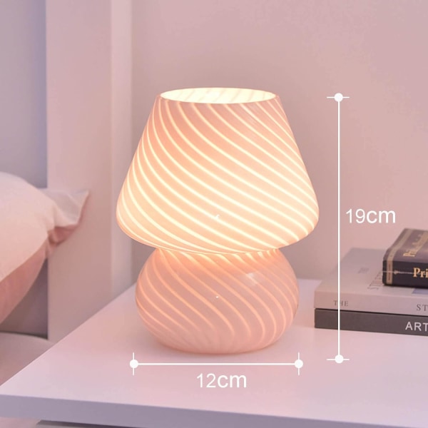 Svamplampa, Nattlampa för svamp i glas Söt sängbordslampa med fjärrkontroll för barn, estetiskt stående lampljus（Rosa）
