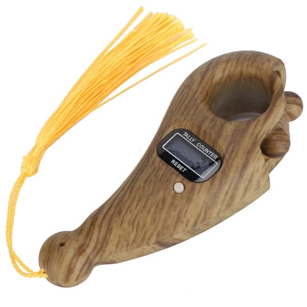 Digital handheld finger counter with wood grain for Buddhist meditation