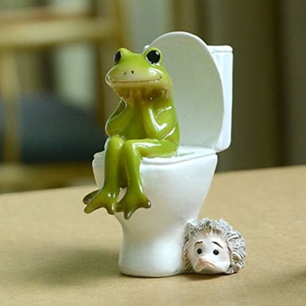 Miniatyrträdgårdsfe groda figurin - helt enkelt glad