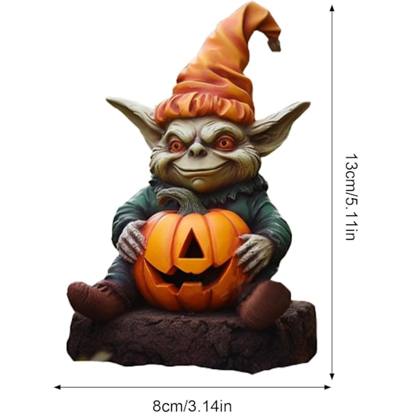 Gresskar Alien Statue | Kreativ Alien Gresskar Halloween Statue - Håndmalt Resin Gresskar Ornament for Utendørs, Hage, Veranda, Hjem