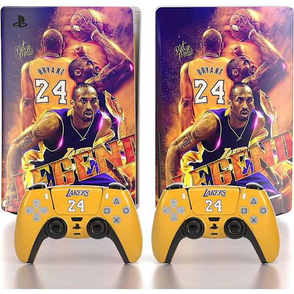 Kobe Bryant-klistremerke - Kompatibelt med PS5 - Deksel for å tilpasse konsollen - Avtakbar vinylfilm - HD-kvalitet (Disk, Gul) Style22