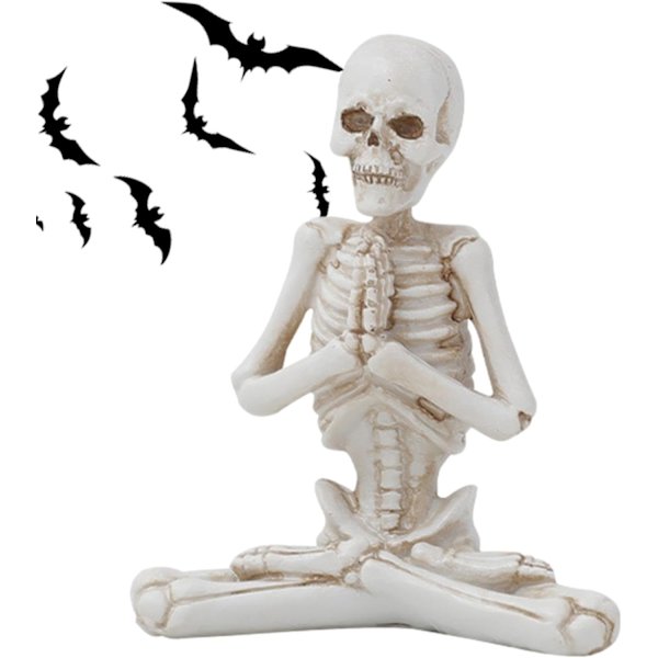 Spooky Spiritual Skull Resin Skulptur - Sjov Halloween Dekoration - Dag for de Dødes Dekoration - Yoga Dekoration til Kontoret