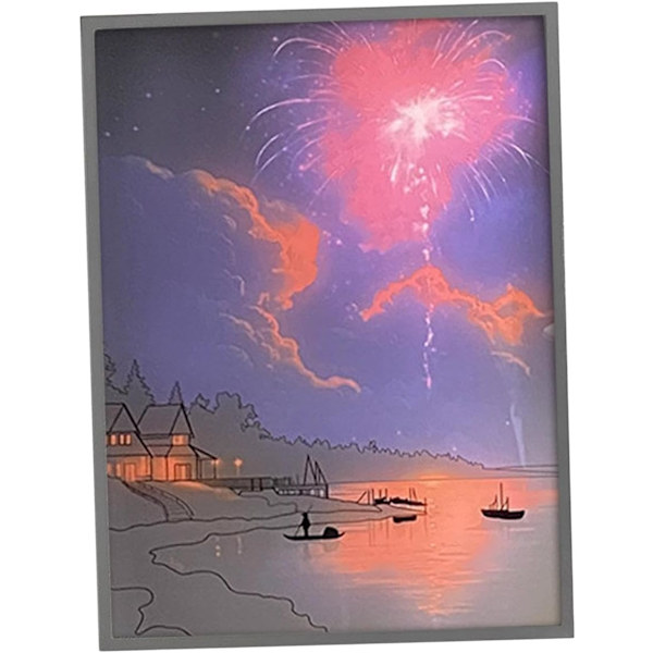 LED-belysning Dekorationsmålning, Vägglampa Skugglampa Ambient Lights Natt LED Lysande Fotoram för Hotellfest Kök Bröllop, S Fiskebåt