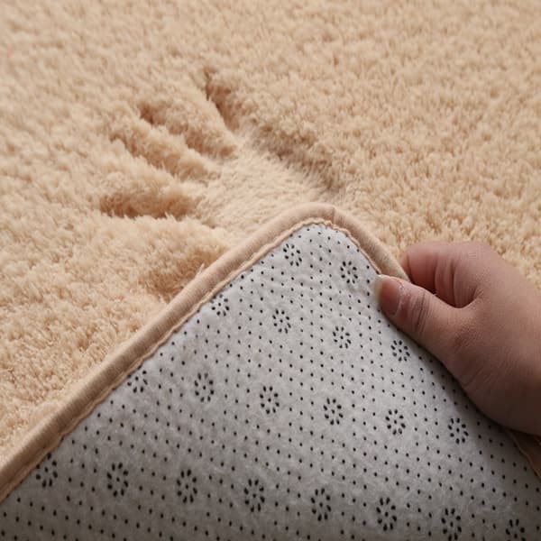 Oval tjock plyschmatta för vardagsrum sovrum-Khaki 60*160cm