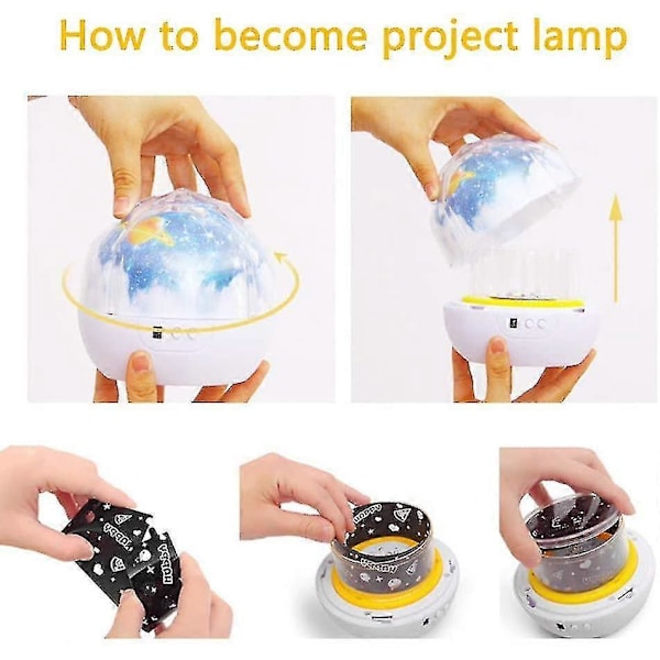 Yövaloprojektori lapsille - 360 astetta pyörivä planeettaprojektiolamppu