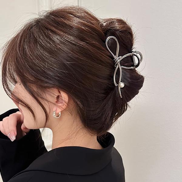 Hårklämma Metall Stor Rosett Fransk Elegant Pärla Fjäril Band Knyt Stil Frisyr Hårtillbehör Svart Hår Hårklämma Dam Hårklämma 1 Styck
