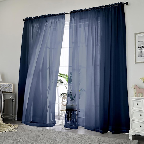 Gennemsigtige hvide gardiner, Gennemsigtige gardiner 84 tommer lange 2 paneler sæt, Stanglomme Voile Fimly Gennemsigtige gardiner til stue/soveværelse, 2 stk, Hver 42\" B x 84\" L