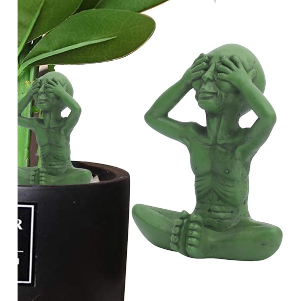 Mini Alien Desktop Figurine, Uforgængelig Alien Dekoration, Håndlavet Statue til Have, Kontor, Balkon, Gård, Soveværelse, Stue