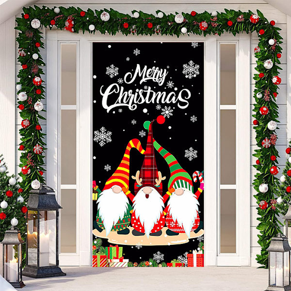 God Jul Dörrömslag Jul Hängande Banner Jul Dörrömslag Tyg Polyester Jul Dörrömslag Jul Dörrdekorationer, 70,9 x 35,4 Tum