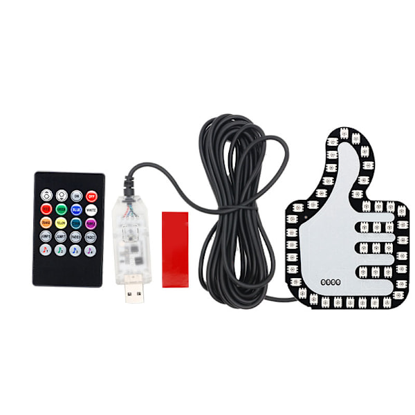 Morsom Gestlys - Morsom LED-lys for bilskilt for bakrute med fjernkontrollfingerbil LED-lys Like gesture