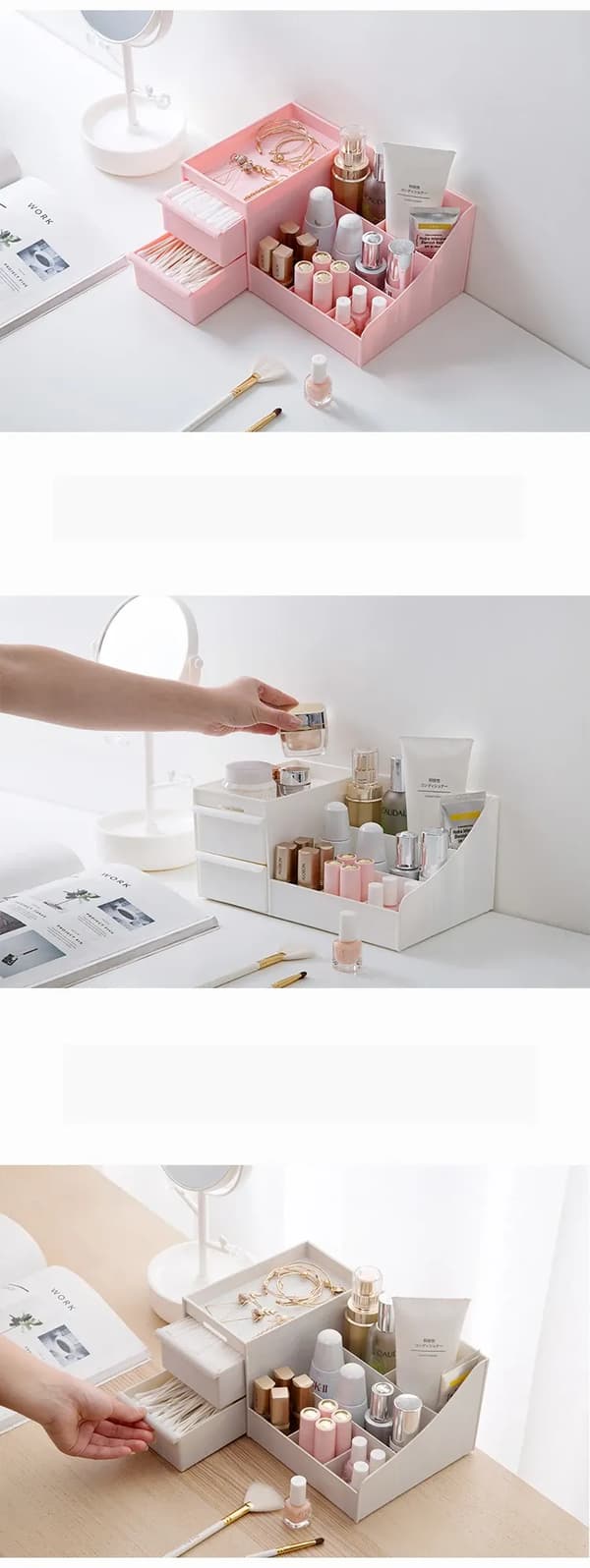 Hem Container Cosmetics Case Office förvaringsbox vit