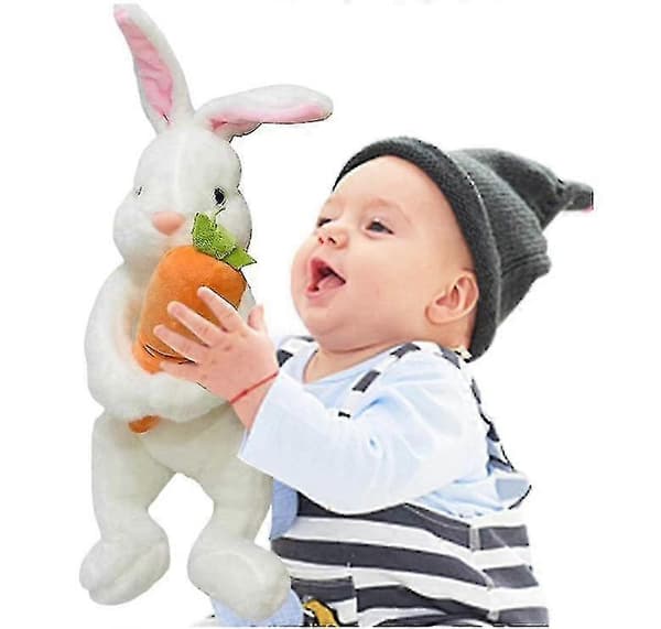 Rabbit Plush Toy, Easter Bunny Plush Rabbit, Easter Bunny Doll, Rabbit Hug Carrot Plush Toy, Soft Plush Rabbit Toy brown