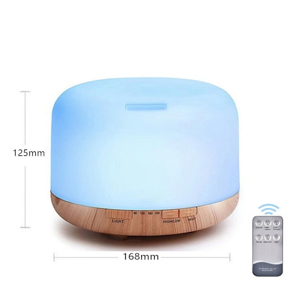 500ml Stor Kapacitet Fjärrkontroll Färgglad Kreativ Luftfuktare Hushåll Träådring Luftfuktare Light brown