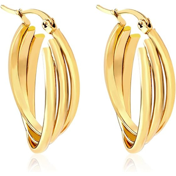 Guld handgjorda kedje spänne dam örhängen, allergivänliga och olika stilar, perfekta för födelsedagsfester, jul och presentgivning (Strip ring)