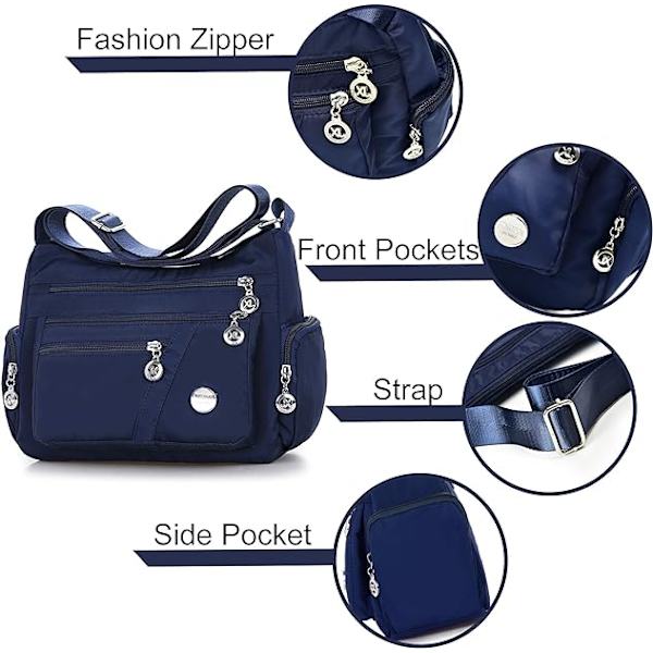 Crossbody tasker til kvinder - Casual håndtasker og skuldertasker - Nylon tote taske - Letvægts vandtæt messenger taske - Anti-tyveri taske