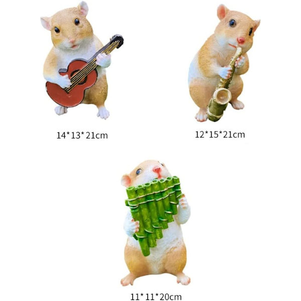 Have skulptur til haven Udendørs dekoration statue Sød hamster Dyrefigur Harpiks ornamenter Kreativ gårdhave Landskab (Farve: Pan Flute)