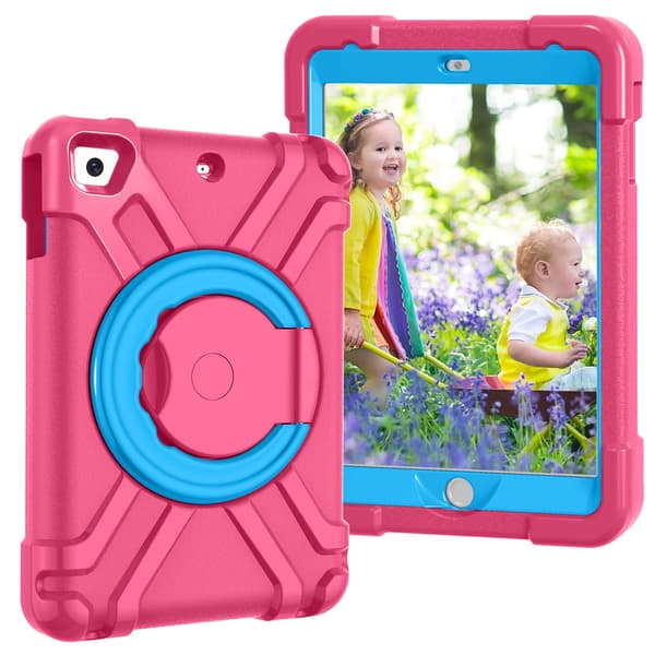 Barnfodral med roterbart ställ, iPad Mini 1/2/3, rosa/blå rosa pink Silikon/Gummi
