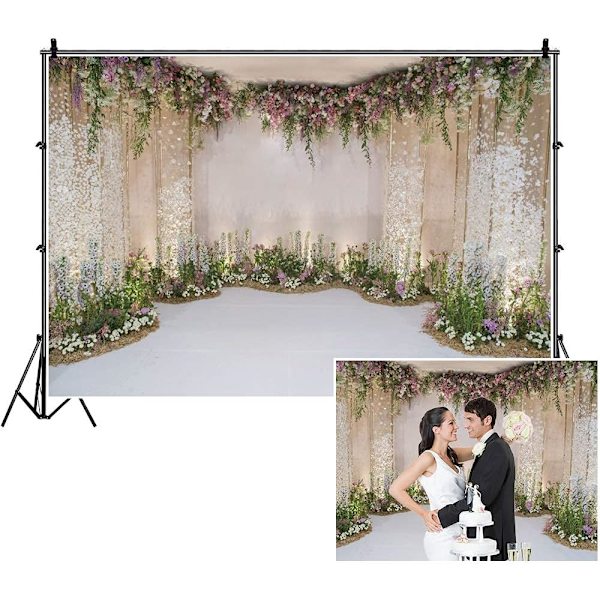 7x5ft Bryllupsbakgrunn for Vugge Seremoni Bakgrunn for Forslag Blomster Gardiner Bryllupsseremoni Morsdag Bakgrunn Blomster Ekteskap Bakgrunn