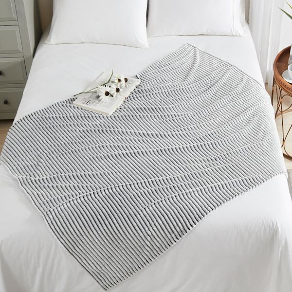 Dækken, 280GSM Super Soft Letvægts Dækken med Striber, Plys Plys Hyggelige Dækkener og Dækkener til Sofa, Senge, Sofa Hyggelig, Varm, Åndbar