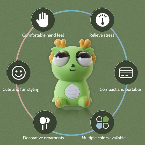 Squeeze Stress Relief Toy Ögonpoppande Drake Rolig Ögonboll Sprängleksaker Pop Out Eyes Leksak för Födelsedagspresenter, Festfavoriter, Perfekt Present för Alla Tillfällen Light green