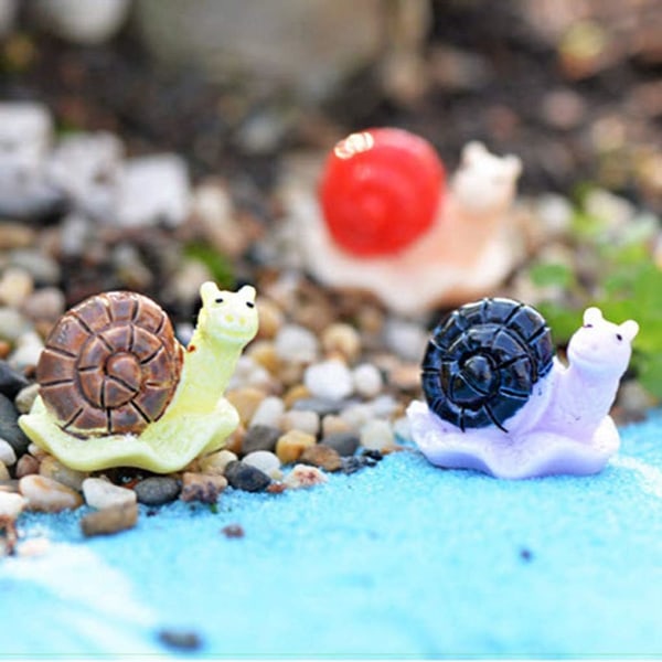 10 stk Miniatyr Fe Hage Mini 3 Farger Resin Dekor Snegler Tilbehør Hagedekorasjon