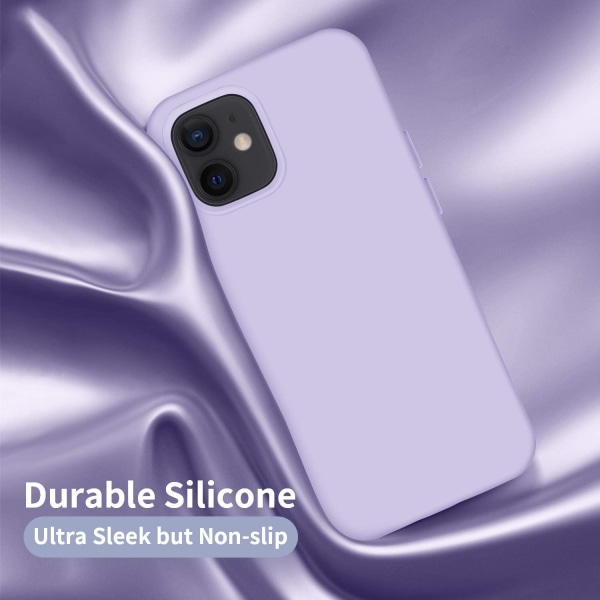 Designet til iPhone 12 cover, designet til iPhone 12 Pro cover, silikone stødsikkert telefoncover med [blødt anti-ridse mikrofiberfor], 6,1 tommer, sort