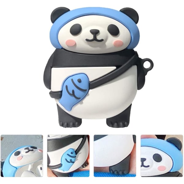 Tegneserie Øretelefon Etui Myk Silikon Øretelefon Beskyttende Skall 3D Panda Form Ørepropper Etui Støtsikkert Headset Deksel Hud med Klips Kompatibel