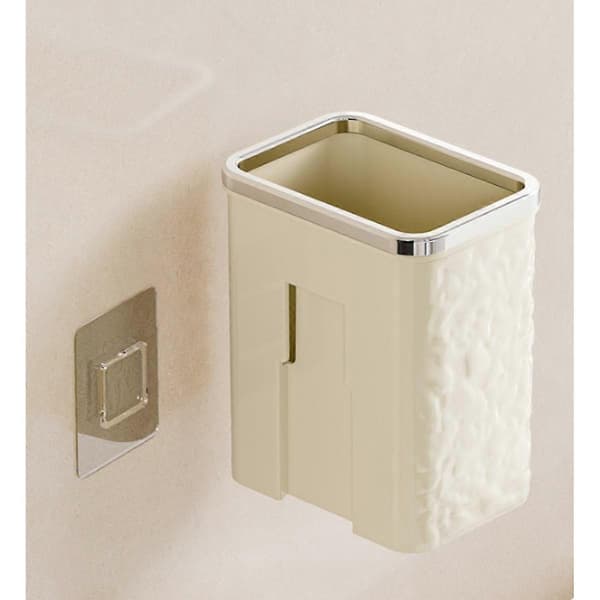 Bathroom Storage Cup Wall Mounted 2-Pack Drill-Free Self-Adhesive, Milk PET+ABS with Built-in Hook
