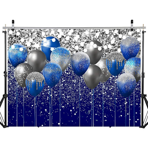 Kuninkaallinen sininen glitter-tausta syntymäpäivätausta valokuva tausta ilmapallolla juhlan koriste banneri valmistuminen 12402(7x5FT)