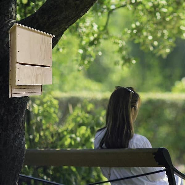 Stort utomhusfladdermushus, trälåda, obehandlat spiralfladdermushus, A