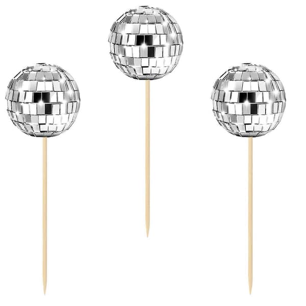 72 stk. Diskokule Cupcake Toppers Gratulerer med dagen Kaketopp Diskokule Kakepinner Temakakedekor til Diskotemafest