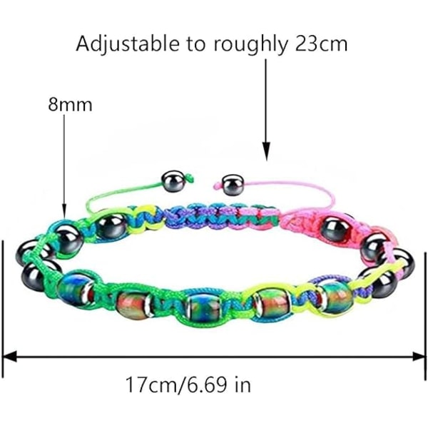 1 stk. par armbånd, skiftende mænds kvinders angst armbånd, justerbare termochromiske perlearmbånd til bedste venner og feriegave