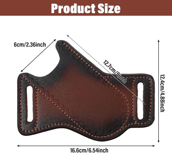 Durable Leather Knife Sheath, Horizontal Multitool Pouch for Belt, Waterproof Holder for Folding Knives and Tools