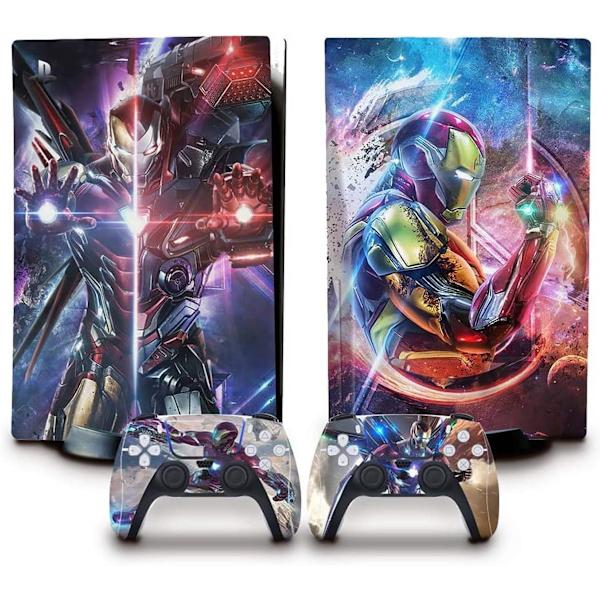 Marvel-klistremerke - Kompatibelt med PS5 - Deksel for å tilpasse konsollen - Avtakbar vinylfilm - HD-kvalitet (Disk, Iron Man) Style21