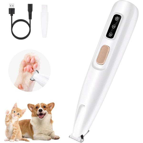 Animal Cutter Vanntett Kløftrimmer Kattklipper, Lav Støy Hundeklipper Oppladbar Kjæledyrklipper med LED-lys for Hunder og Katter