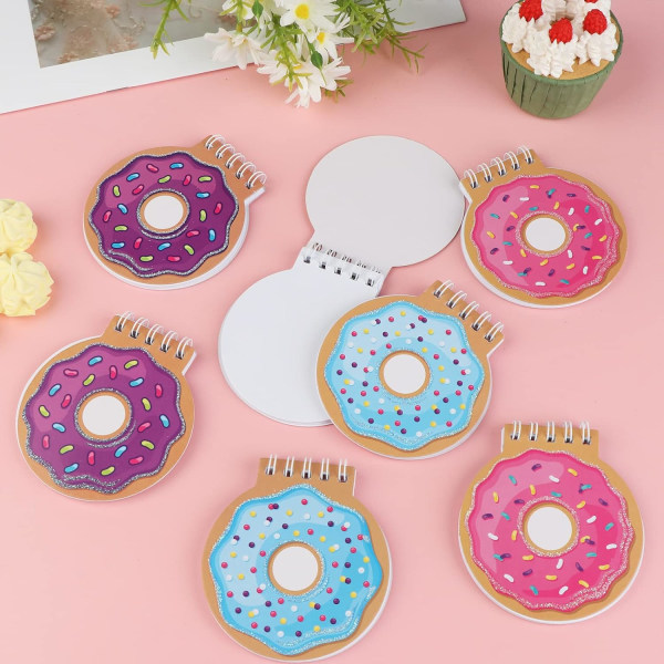 24 st Mini Spiral Notebook Söta Donut Notebook Födelsedag Anteckningsblock Kawaii Donut Memo Pad Anteckningsböcker för Barn Festgåvor  3.34x3.74 Tum