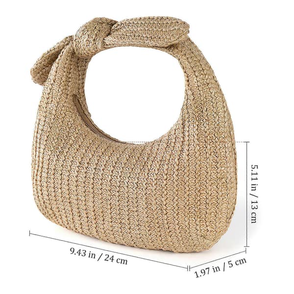 Vævet opbevaringstaske til opbevaring Holdbar Beige Polyester Bærbar Håndtaske