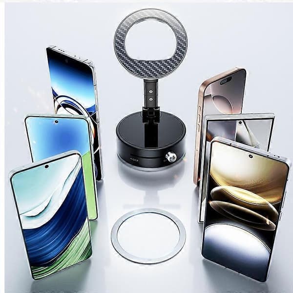 Sammenfoldelig magnetisk telefonholder med sugekop i aluminiumslegering